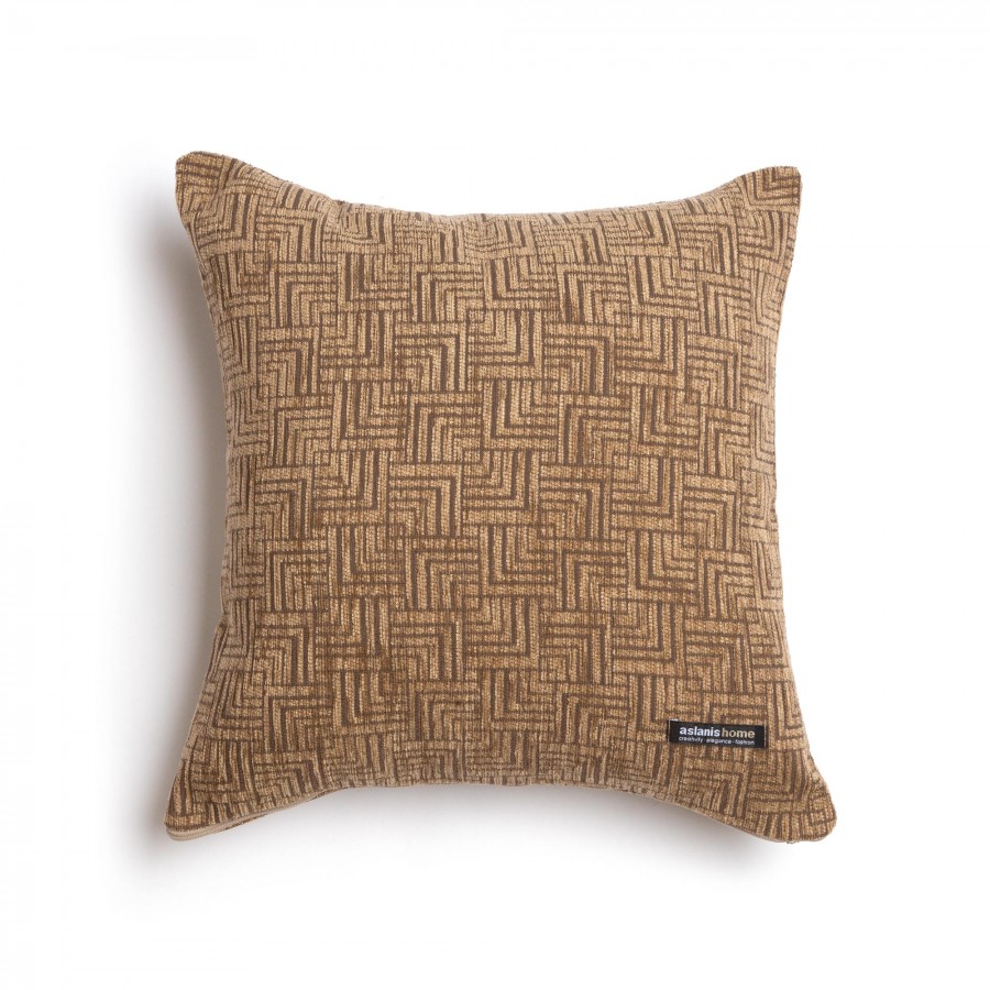 Διακοσμητική Μαξιλαροθήκη New Maze Chenille Jacquard Καπουτσίνο Classic 45X45 Aslanis Home