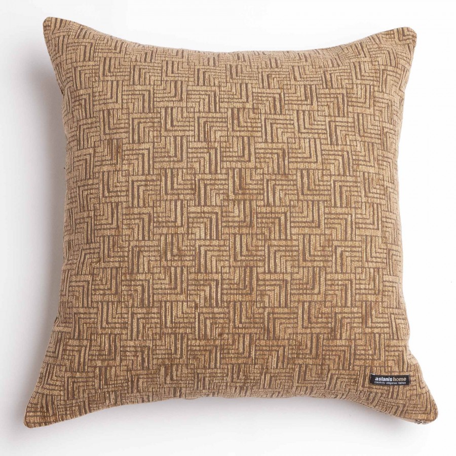 Διακοσμητική Μαξιλαροθήκη New Maze Chenille Jacquard Καπουτσίνο Classic 60X60 Aslanis Home