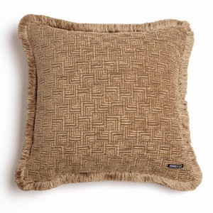 Διακοσμητική Μαξιλαροθήκη New Maze Chenille Jacquard Καπουτσίνο Trimming 60X60 Aslanis Home