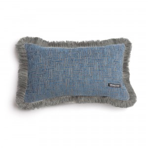 Διακοσμητική Μαξιλαροθήκη New Maze Chenille Jacquard Μπλε Trimming 30X50 Aslanis Home