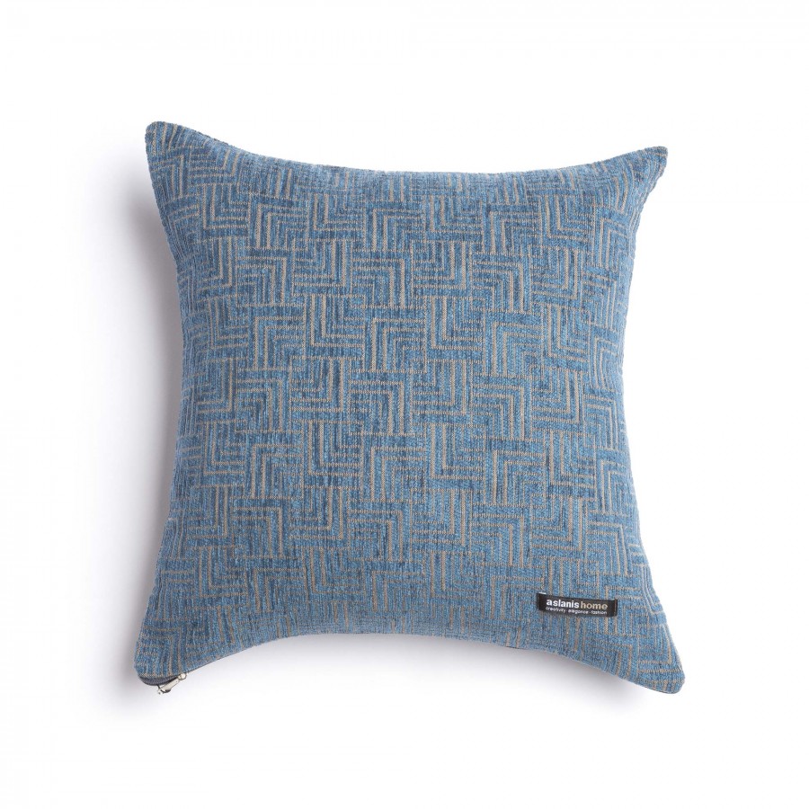 Διακοσμητική Μαξιλαροθήκη New Maze Chenille Jacquard Μπλε Classic 45X45 Aslanis Home