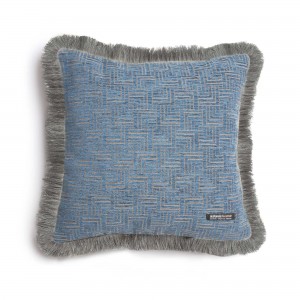 Διακοσμητική Μαξιλαροθήκη New Maze Chenille Jacquard Μπλε Trimming 45X45 Aslanis Home