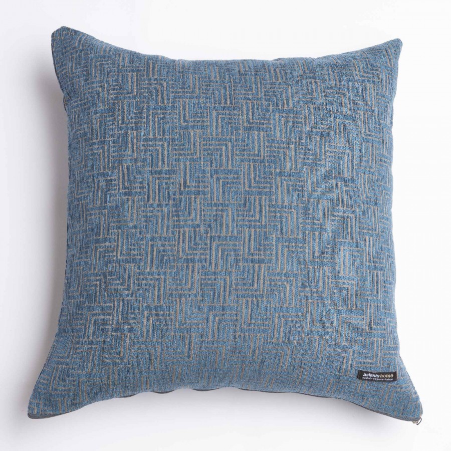 Διακοσμητική Μαξιλαροθήκη New Maze Chenille Jacquard Μπλε Classic 60X60 Aslanis Home