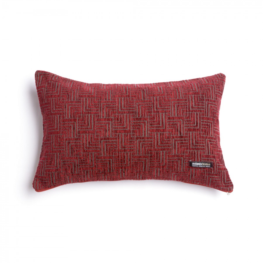 Διακοσμητική Μαξιλαροθήκη New Maze Chenille Jacquard Μπορντό Classic 30X50 Aslanis Home