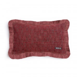 Διακοσμητική Μαξιλαροθήκη New Maze Chenille Jacquard Μπορντό Trimming 30X50 Aslanis Home