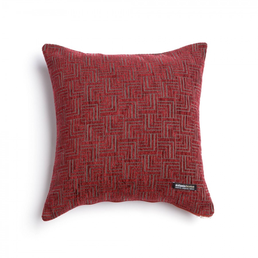 Διακοσμητική Μαξιλαροθήκη New Maze Chenille Jacquard Μπορντό Classic 45X45 Aslanis Home