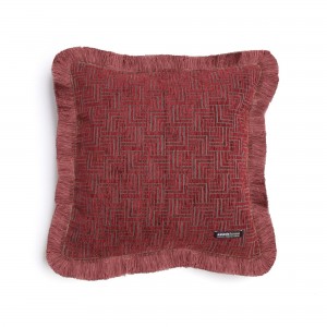 Διακοσμητική Μαξιλαροθήκη New Maze Chenille Jacquard Μπορντό Trimming 45X45 Aslanis Home