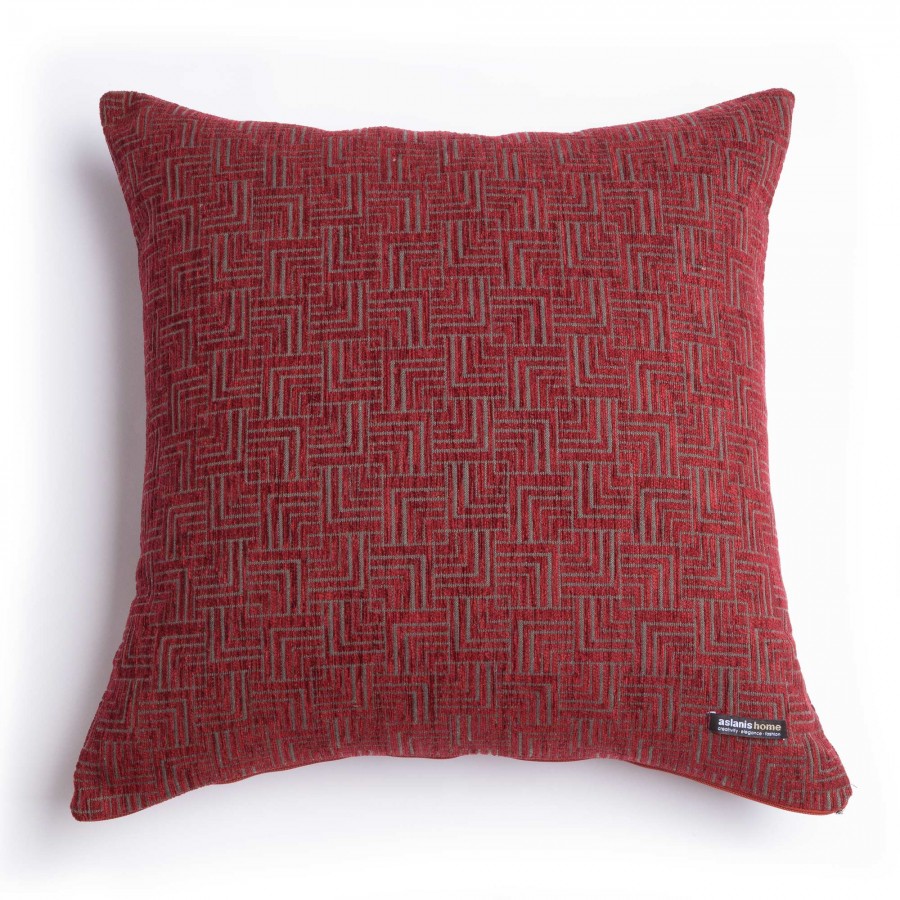 Διακοσμητική Μαξιλαροθήκη New Maze Chenille Jacquard Μπορντό Classic 60X60 Aslanis Home