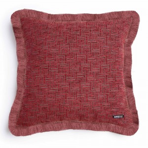 Διακοσμητική Μαξιλαροθήκη New Maze Chenille Jacquard Μπορντό Trimming 60X60 Aslanis Home