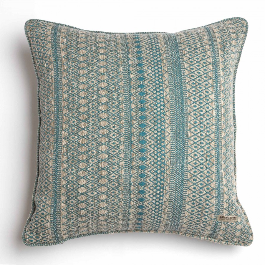 Διακοσμητική Μαξιλαροθήκη Olympos Chenille Jacquard Βεραμάν/Μπεζ Ραφή Γκάνς 60X60 Aslanis Home