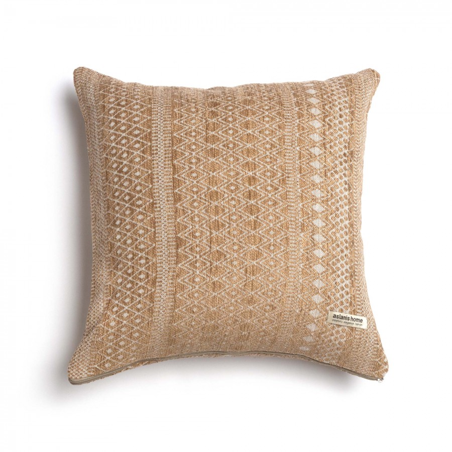 Διακοσμητική Μαξιλαροθήκη Olympos Chenille Jacquard Άμμου Classic 45X45 Aslanis Home