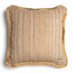 Διακοσμητική Μαξιλαροθήκη Olympos Chenille Jacquard Άμμου Trimming 60X60 Aslanis Home