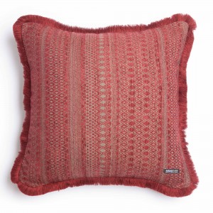 Διακοσμητική Μαξιλαροθήκη Olympos Chenille Jacquard Μπορντό/Γκρι Trimming 60X60 Aslanis Home