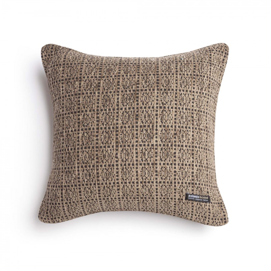 Διακοσμητική Μαξιλαροθήκη Onia Chenille Jacquard Μπεζ/Μαύρο Classic 45X45 Aslanis Home