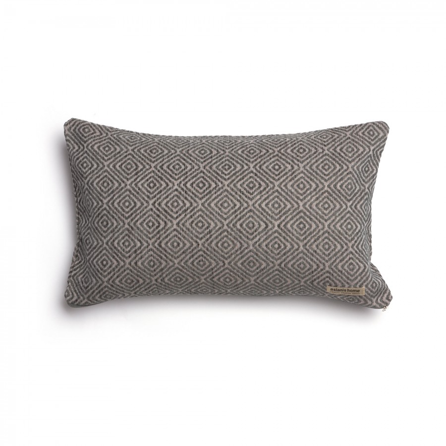 Διακοσμητική Μαξιλαροθήκη Panion Chenille Jacquard Ανθρακί/Γκρι Classic 30X50 Aslanis Home