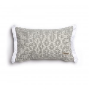 Διακοσμητική Μαξιλαροθήκη Panion Chenille Jacquard Γκρι/Ζαχαρί Trimming 30X50 Aslanis Home