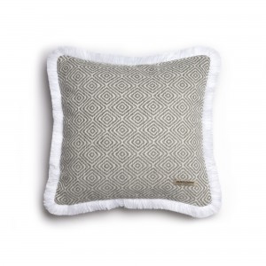 Διακοσμητική Μαξιλαροθήκη Panion Chenille Jacquard Γκρι/Ζαχαρί Trimming 45X45 Aslanis Home