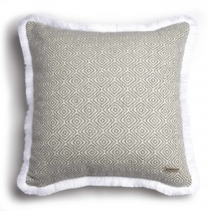 Διακοσμητική Μαξιλαροθήκη Panion Chenille Jacquard Γκρι/Ζαχαρί Trimming 60X60 Aslanis Home