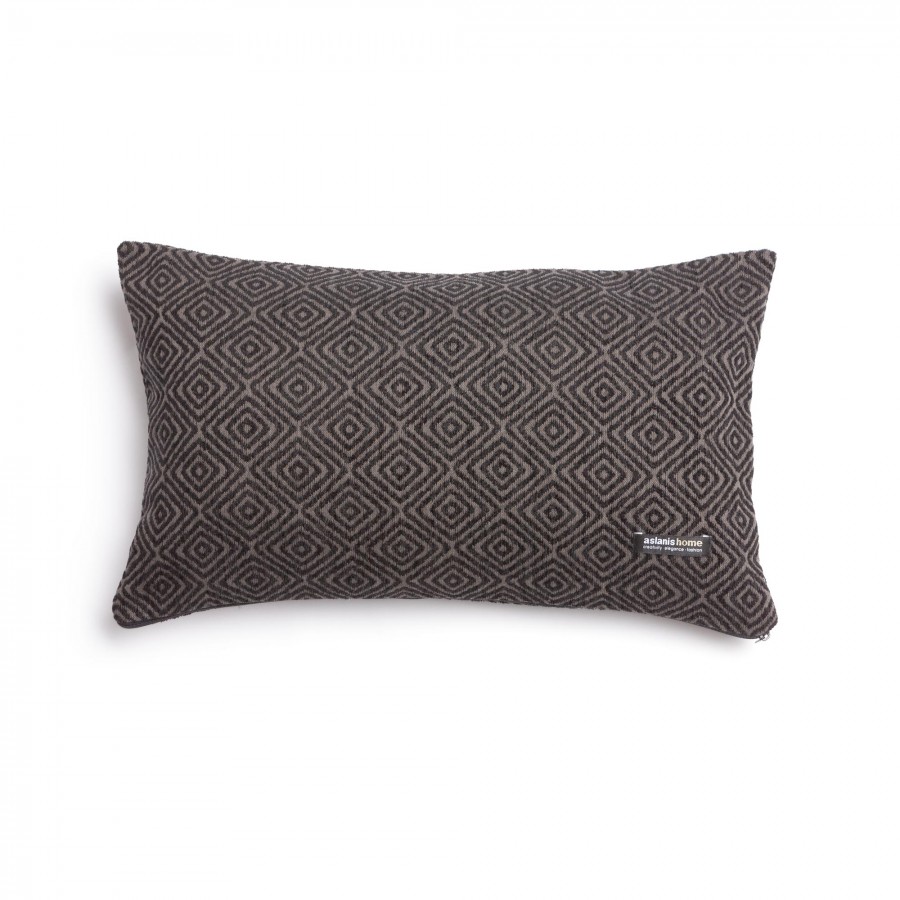 Διακοσμητική Μαξιλαροθήκη Panion Chenille Jacquard Μαύρο/Μπεζ Classic 30X50 Aslanis Home