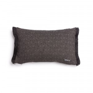 Διακοσμητική Μαξιλαροθήκη Panion Chenille Jacquard Μαύρο/Μπεζ Trimming 30X50 Aslanis Home