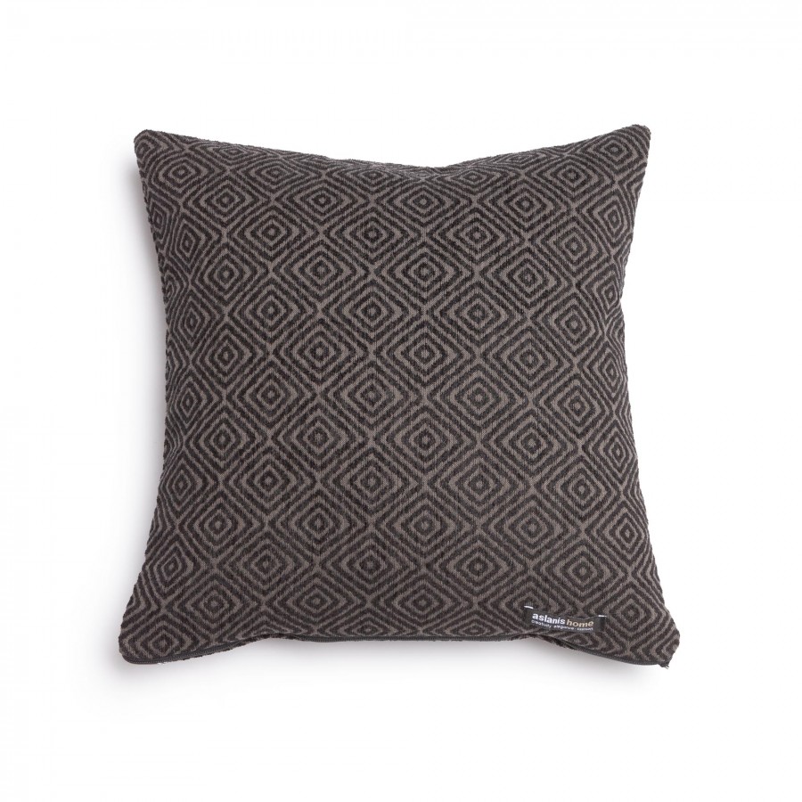 Διακοσμητική Μαξιλαροθήκη Panion Chenille Jacquard Μαύρο/Μπεζ Classic 45X45 Aslanis Home