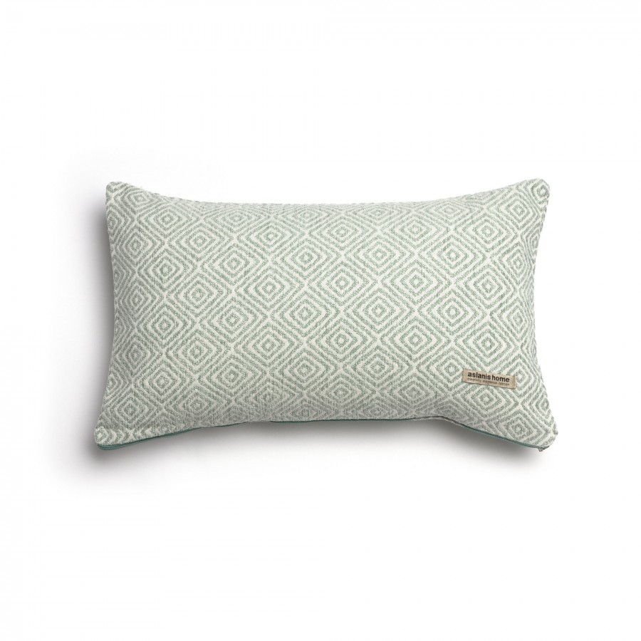 Διακοσμητική Μαξιλαροθήκη Panion Chenille Jacquard Μέντα/Ζαχαρί Classic 30X50 Aslanis Home