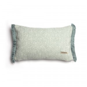 Διακοσμητική Μαξιλαροθήκη Panion Chenille Jacquard Μέντα/Ζαχαρί Trimming 30X50 Aslanis Home