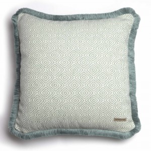 Διακοσμητική Μαξιλαροθήκη Panion Chenille Jacquard Μέντα/Ζαχαρί Trimming 60X60 Aslanis Home
