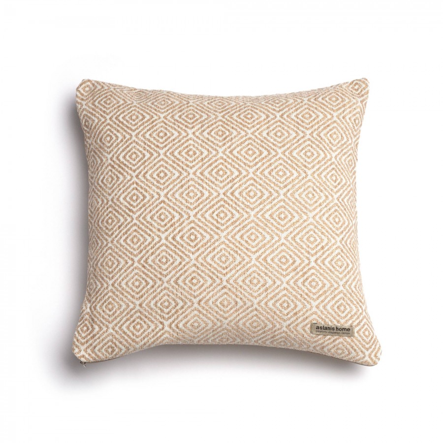 Διακοσμητική Μαξιλαροθήκη Panion Chenille Jacquard Μπεζ/Εκρού Classic 45X45 Aslanis Home