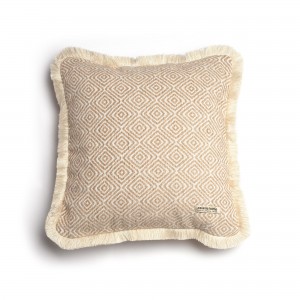 Διακοσμητική Μαξιλαροθήκη Panion Chenille Jacquard Μπεζ/Εκρού Trimming 45X45 Aslanis Home