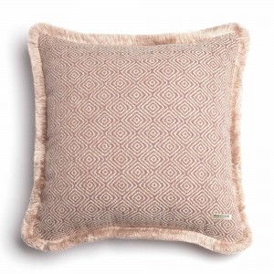 Διακοσμητική Μαξιλαροθήκη Panion Chenille Jacquard Σάπιο Μήλο/Εκρού Trimming 60X60 Aslanis Home