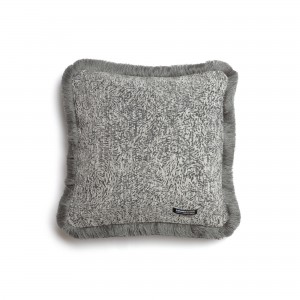 Διακοσμητική Μαξιλαροθήκη Parnassos Chenille Jacquard Ανθρακί/Γκρι Trimming 45X45 Aslanis Home