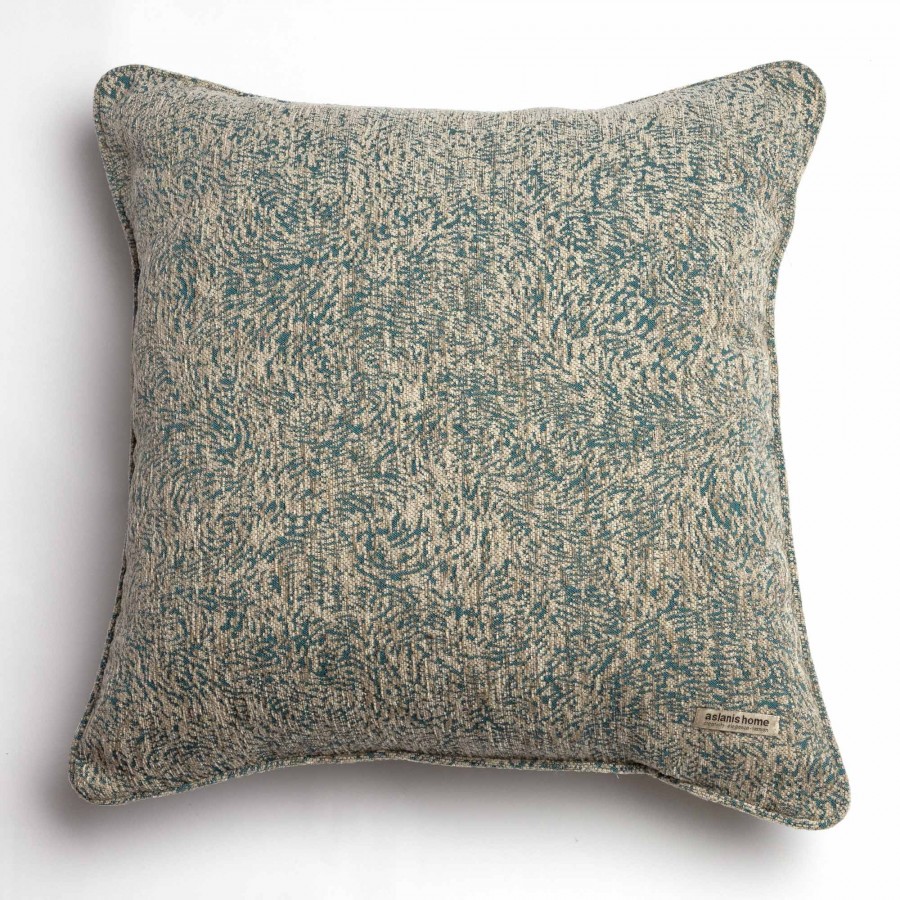 Διακοσμητική Μαξιλαροθήκη Parnassos Chenille Jacquard Βεραμάν/Εκρού Ραφή Γκάνς 60X60 Aslanis Home