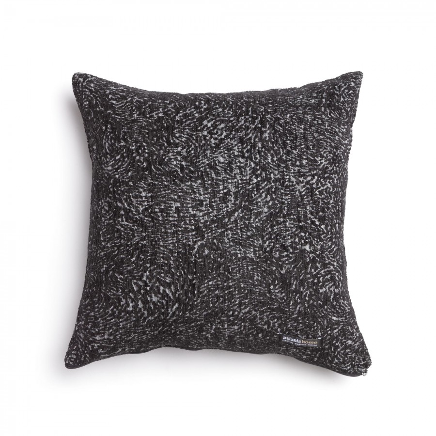 Διακοσμητική Μαξιλαροθήκη Parnassos Chenille Jacquard Μαύρο/Γκρι Classic 45X45 Aslanis Home