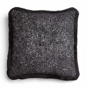 Διακοσμητική Μαξιλαροθήκη Parnassos Chenille Jacquard Μαύρο/Γκρι Trimming 60X60 Aslanis Home
