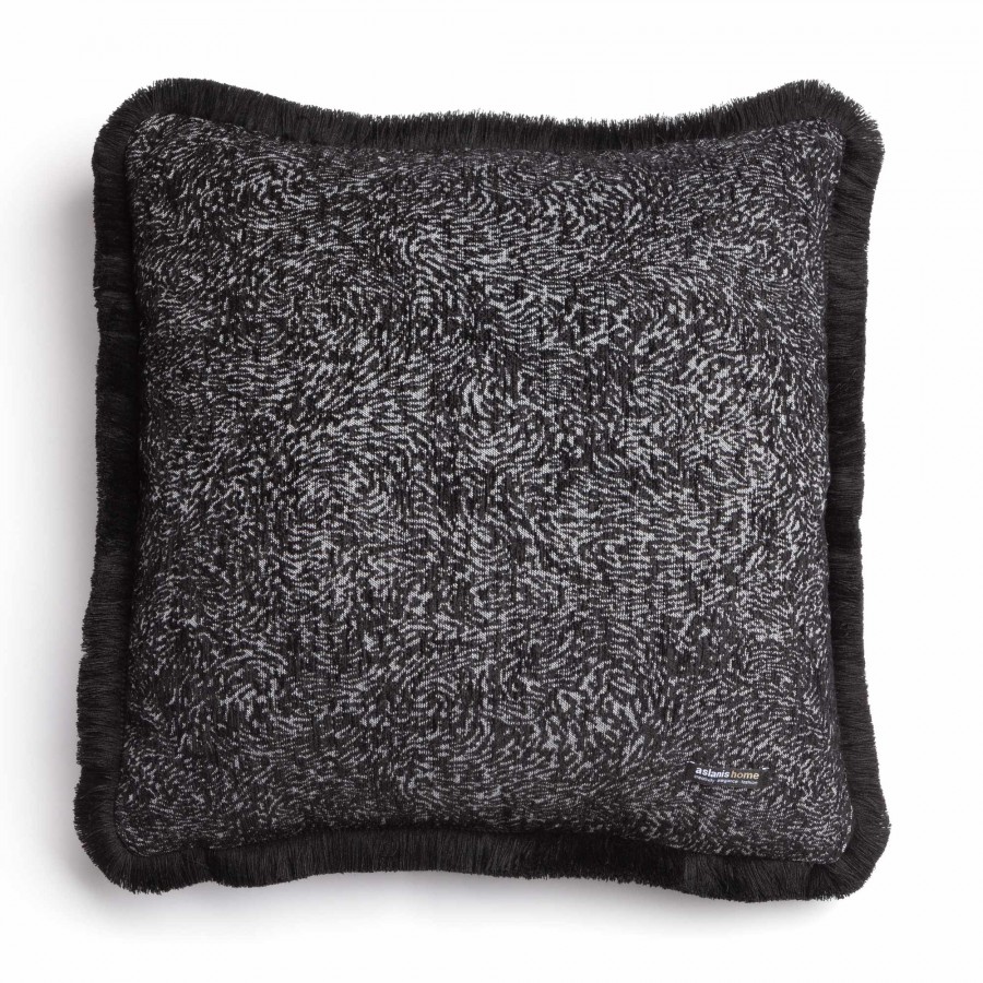 Διακοσμητική Μαξιλαροθήκη Parnassos Chenille Jacquard Μαύρο/Γκρι Trimming 60X60 Aslanis Home