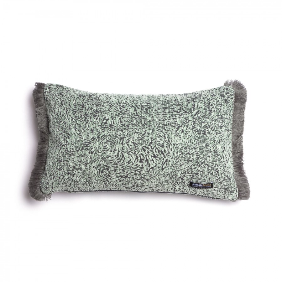 Διακοσμητική Μαξιλαροθήκη Parnassos Chenille Jacquard Μέντα/Γκρι Trimming 30X50 Aslanis Home