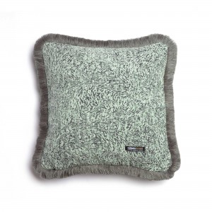 Διακοσμητική Μαξιλαροθήκη Parnassos Chenille Jacquard Μέντα/Γκρι Trimming 45X45 Aslanis Home