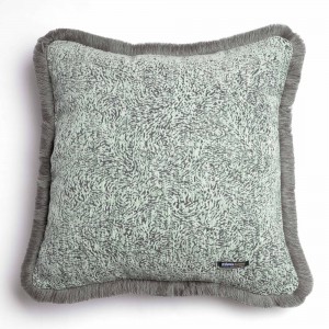 Διακοσμητική Μαξιλαροθήκη Parnassos Chenille Jacquard Μέντα/Γκρι Trimming 60X60 Aslanis Home