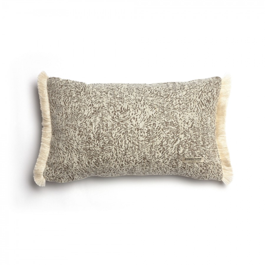 Διακοσμητική Μαξιλαροθήκη Parnassos Chenille Jacquard Άμμου Trimming 30X50 Aslanis Home