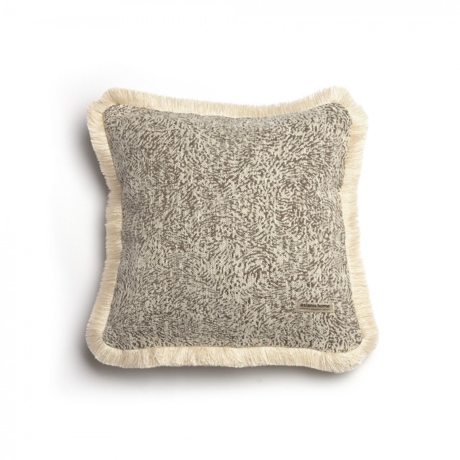 Διακοσμητική Μαξιλαροθήκη Parnassos Chenille Jacquard Άμμου Trimming 60X60 Aslanis Home
