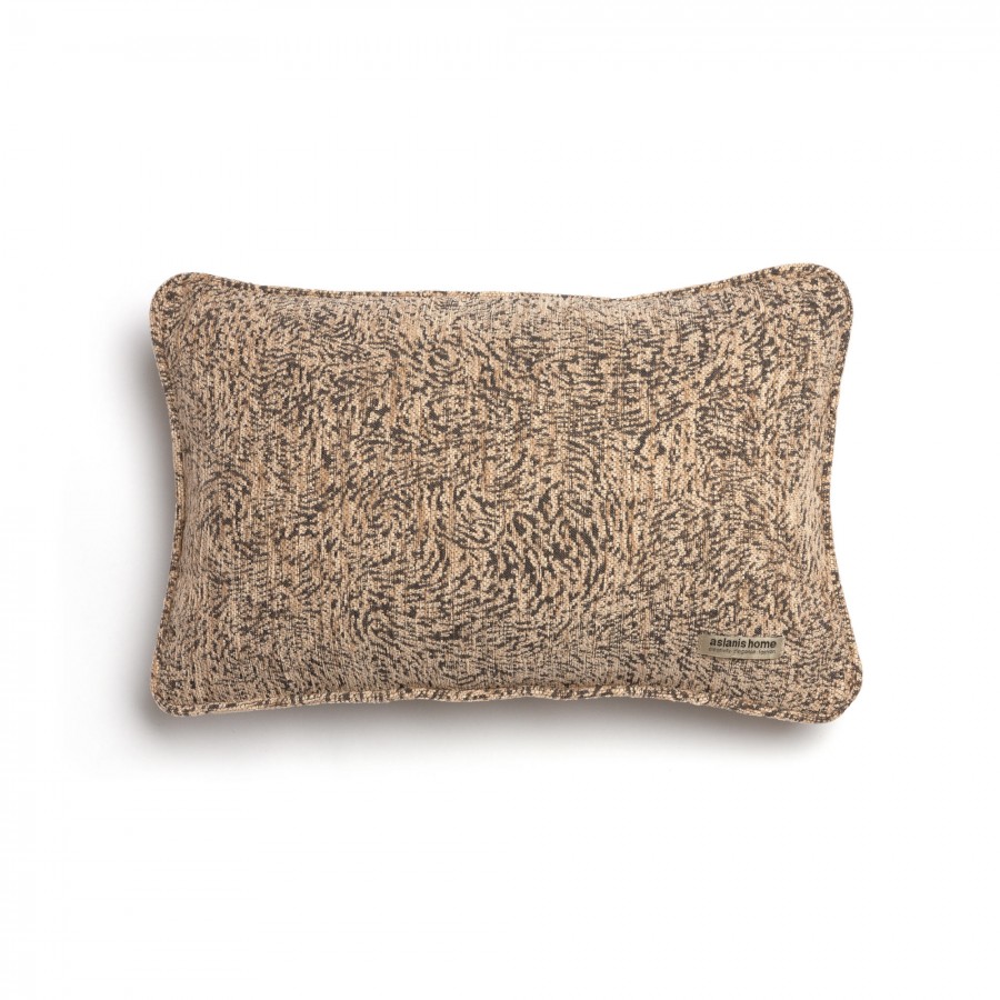Διακοσμητική Μαξιλαροθήκη Parnassos Chenille Jacquard Μπεζ/Σοκολατί Ραφή Γκάνς 30X50 Aslanis Home
