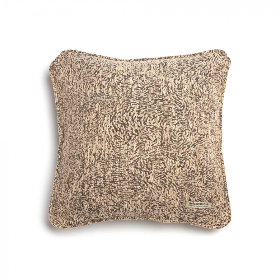 Διακοσμητική Μαξιλαροθήκη Parnassos Chenille Jacquard Μπεζ/Σοκολατί Ραφή Γκάνς 45X45 Aslanis Home