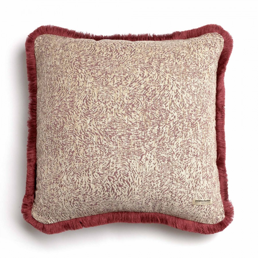 Διακοσμητική Μαξιλαροθήκη Parnassos Chenille Jacquard Σάπιο Μήλο/Μπεζ Trimming 60X60 Aslanis Home