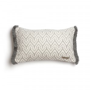 Διακοσμητική Μαξιλαροθήκη Tymfi Chenille Jacquard Γκρι/Ζαχαρί Trimming 30X50 Aslanis Home