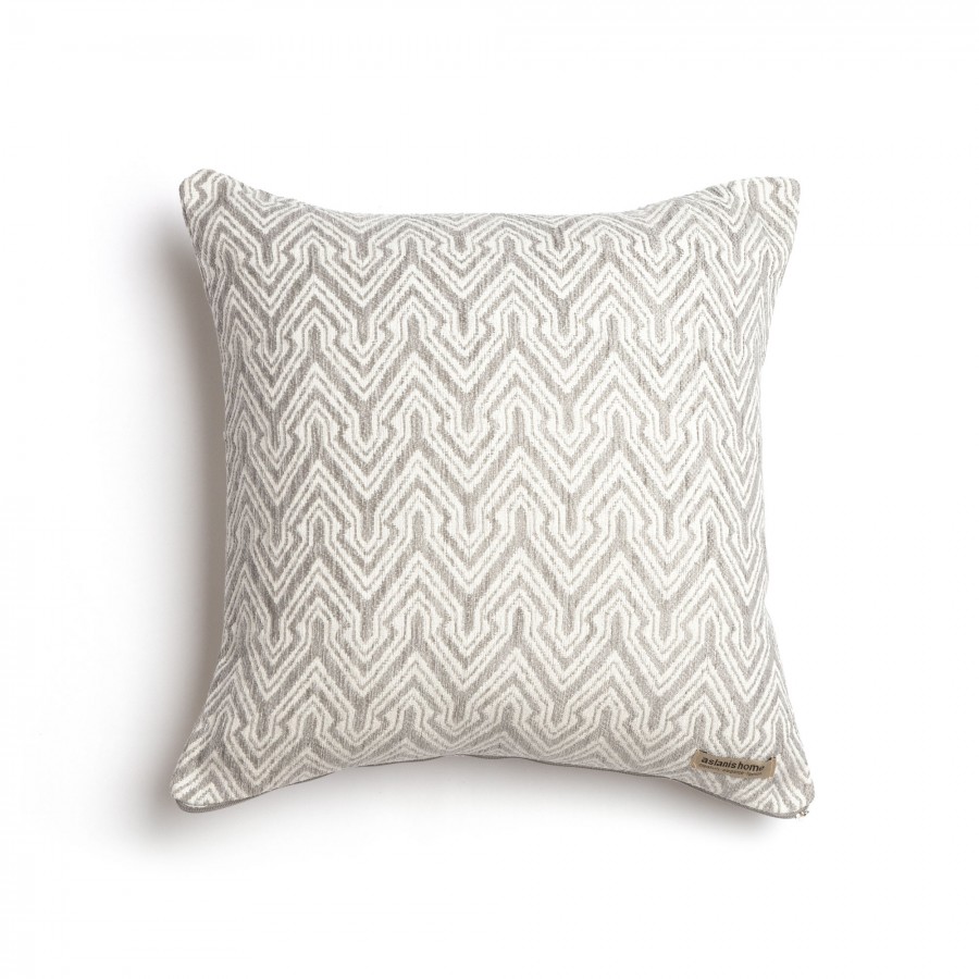 Διακοσμητική Μαξιλαροθήκη Tymfi Chenille Jacquard Γκρι/Ζαχαρί Classic 45X45 Aslanis Home