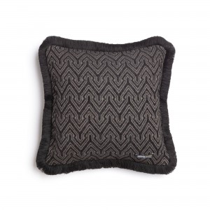 Διακοσμητική Μαξιλαροθήκη Tymfi Chenille Jacquard Μαύρο/Μπεζ Trimming 45X45 Aslanis Home