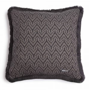 Διακοσμητική Μαξιλαροθήκη Tymfi Chenille Jacquard Μαύρο/Μπεζ Trimming 60X60 Aslanis Home