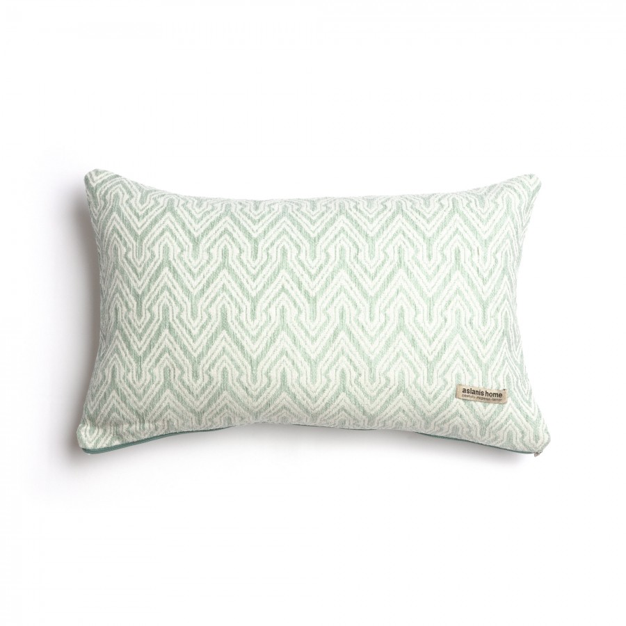 Διακοσμητική Μαξιλαροθήκη Tymfi Chenille Jacquard Μέντα/Ζαχαρί Classic 30X50 Aslanis Home