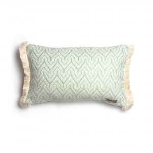Διακοσμητική Μαξιλαροθήκη Tymfi Chenille Jacquard Μέντα/Ζαχαρί Trimming 30X50 Aslanis Home